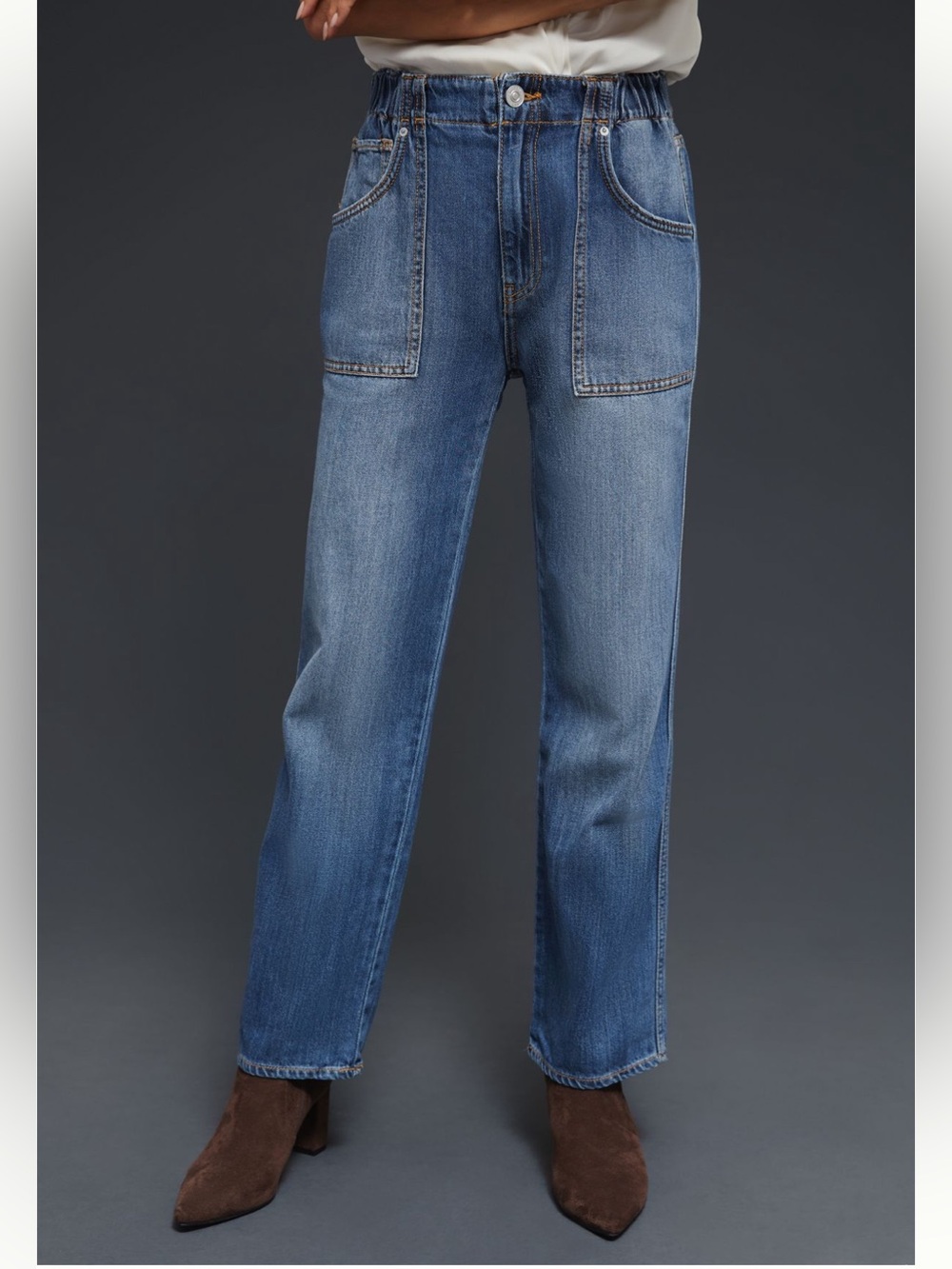 NWOT Hudson Jeans Remi High-Rise Straight-Leg Elastic Waist Jeans